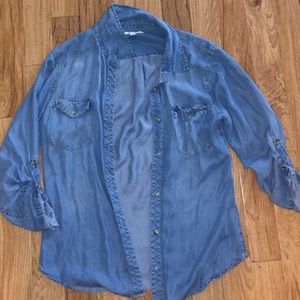 lightweight denim button up